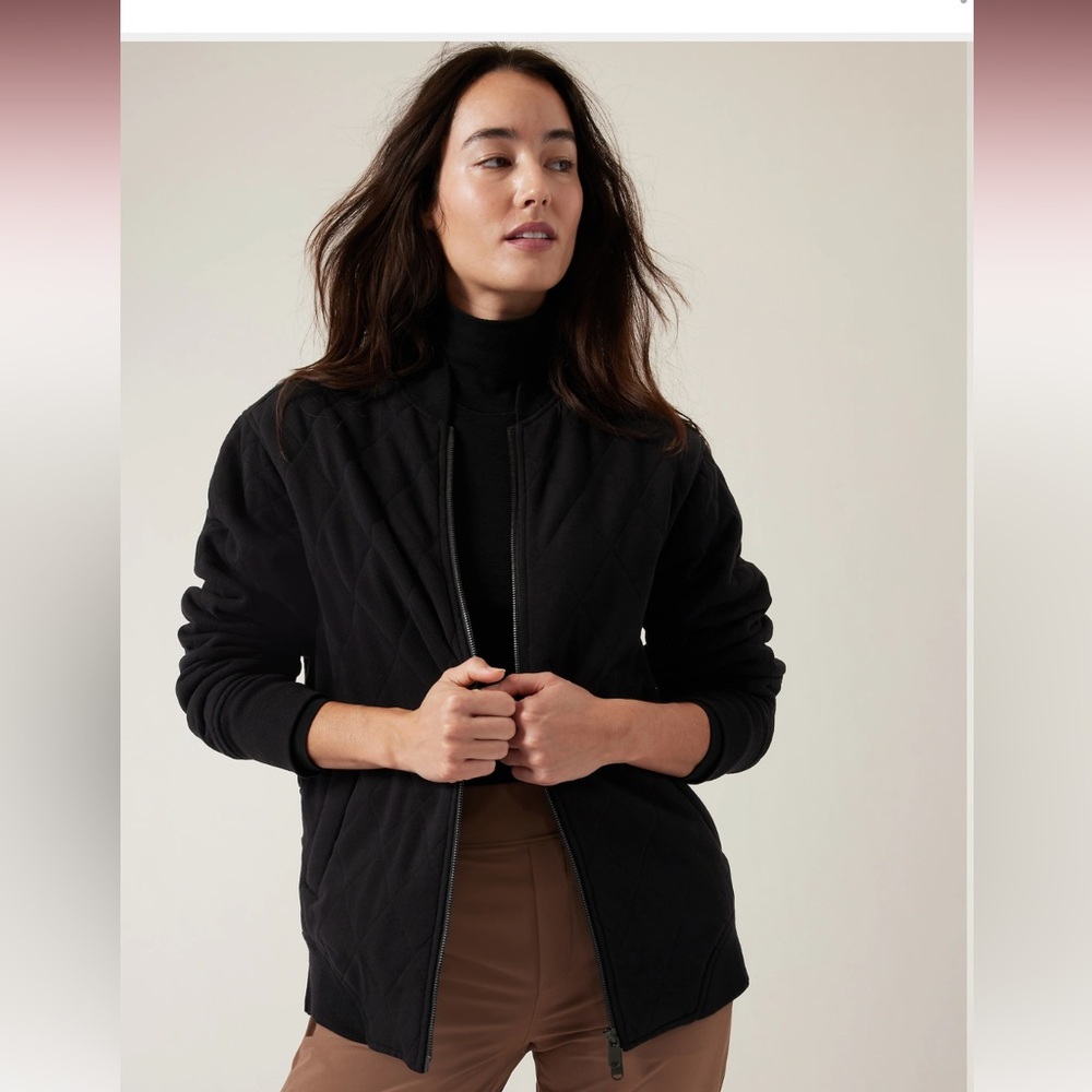 Athleta Retroplush bomber jacket, black